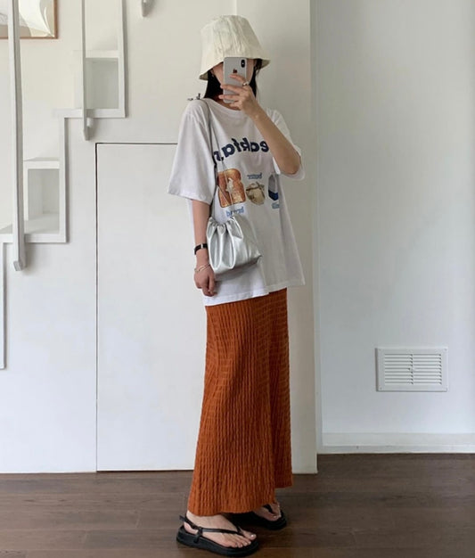 Crepe long skirt