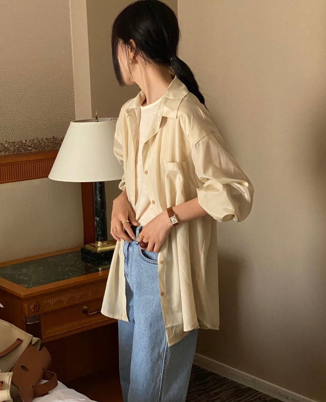 Silky pocket shirt