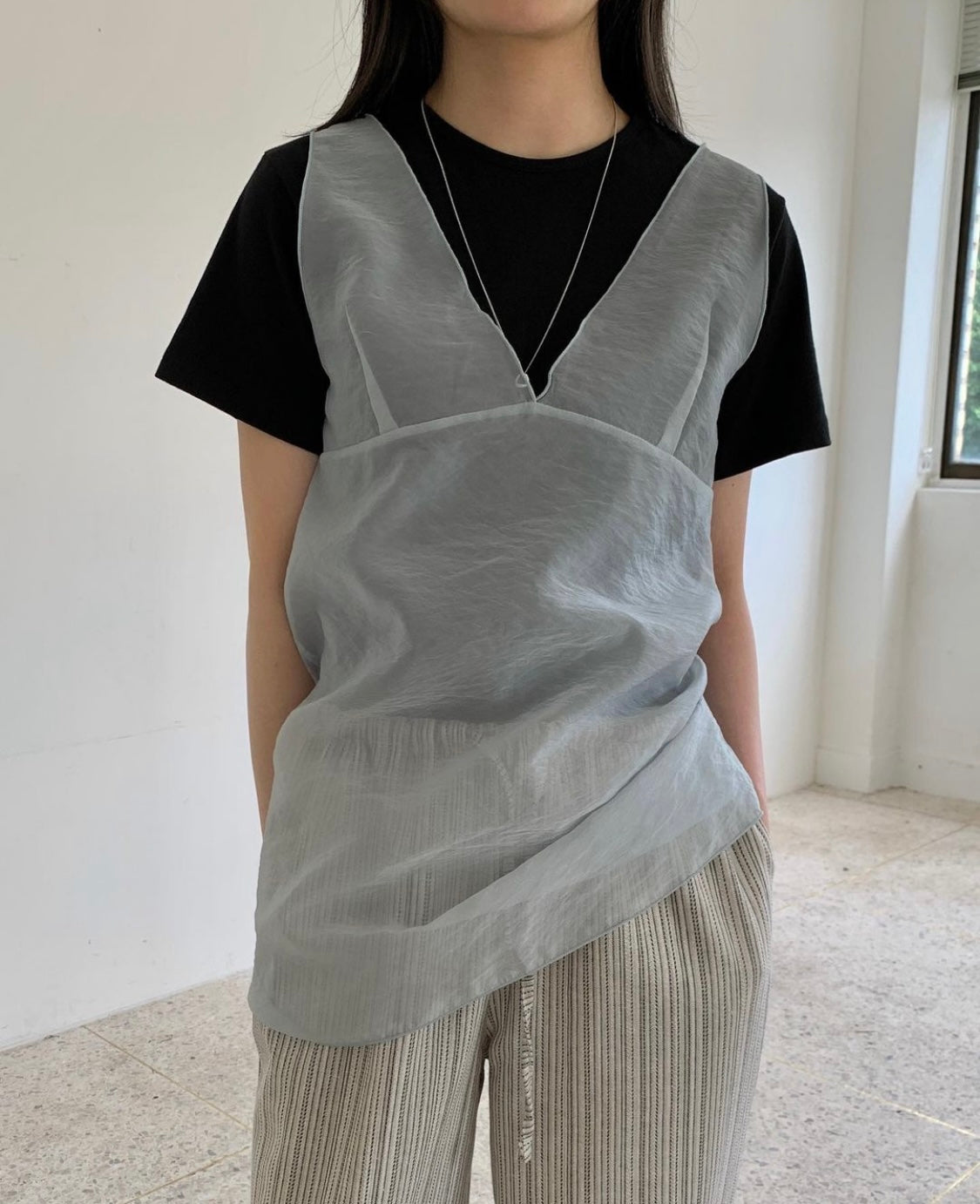 See through long vest