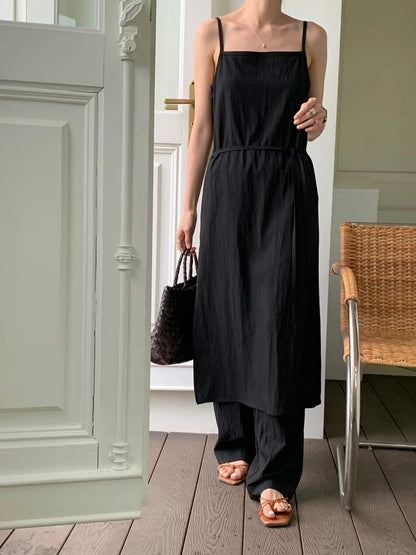 Square neck overall dress