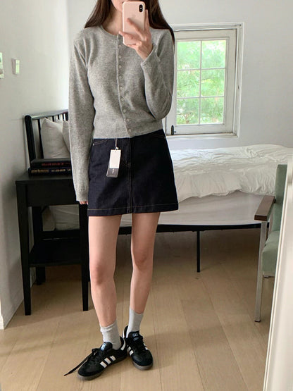 Non-fade denim skirt