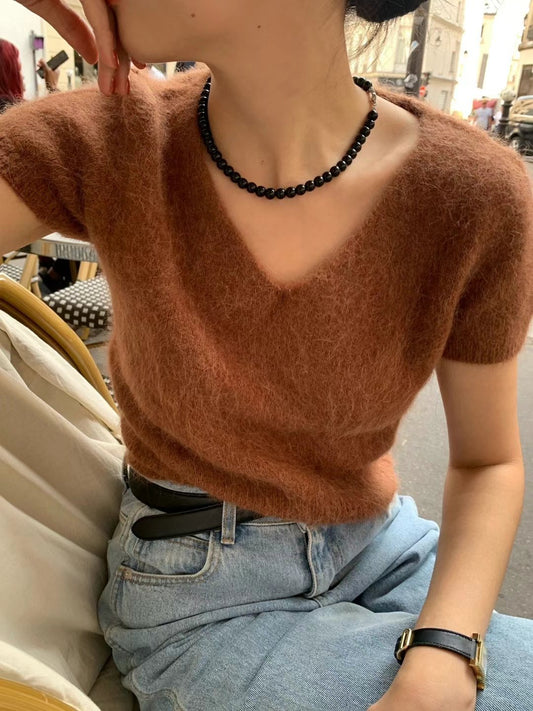 Furry knit tee