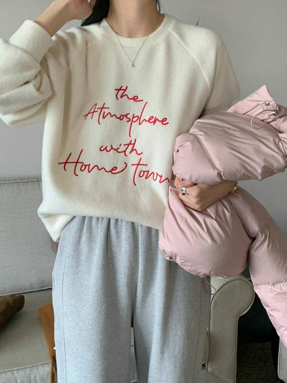 Fluffy "atmosphere" message sweater