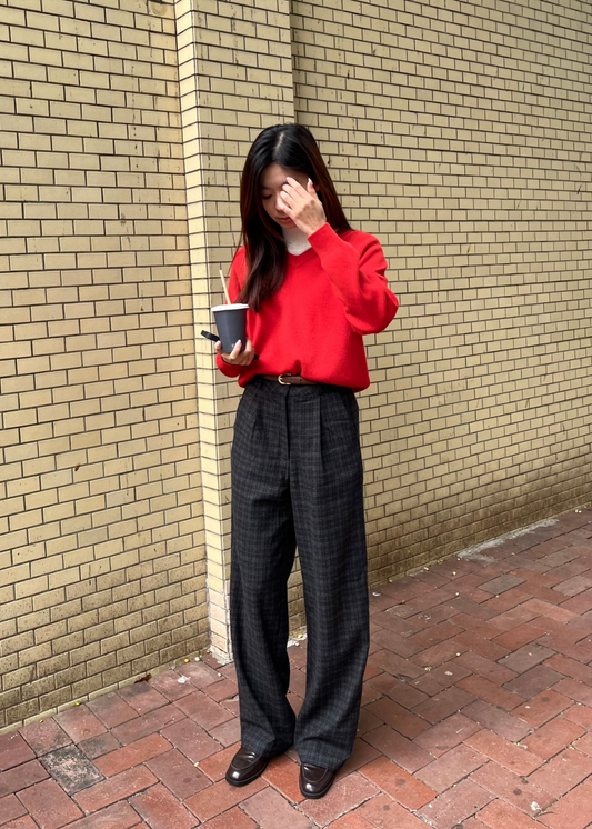 Pleated checkers trousers